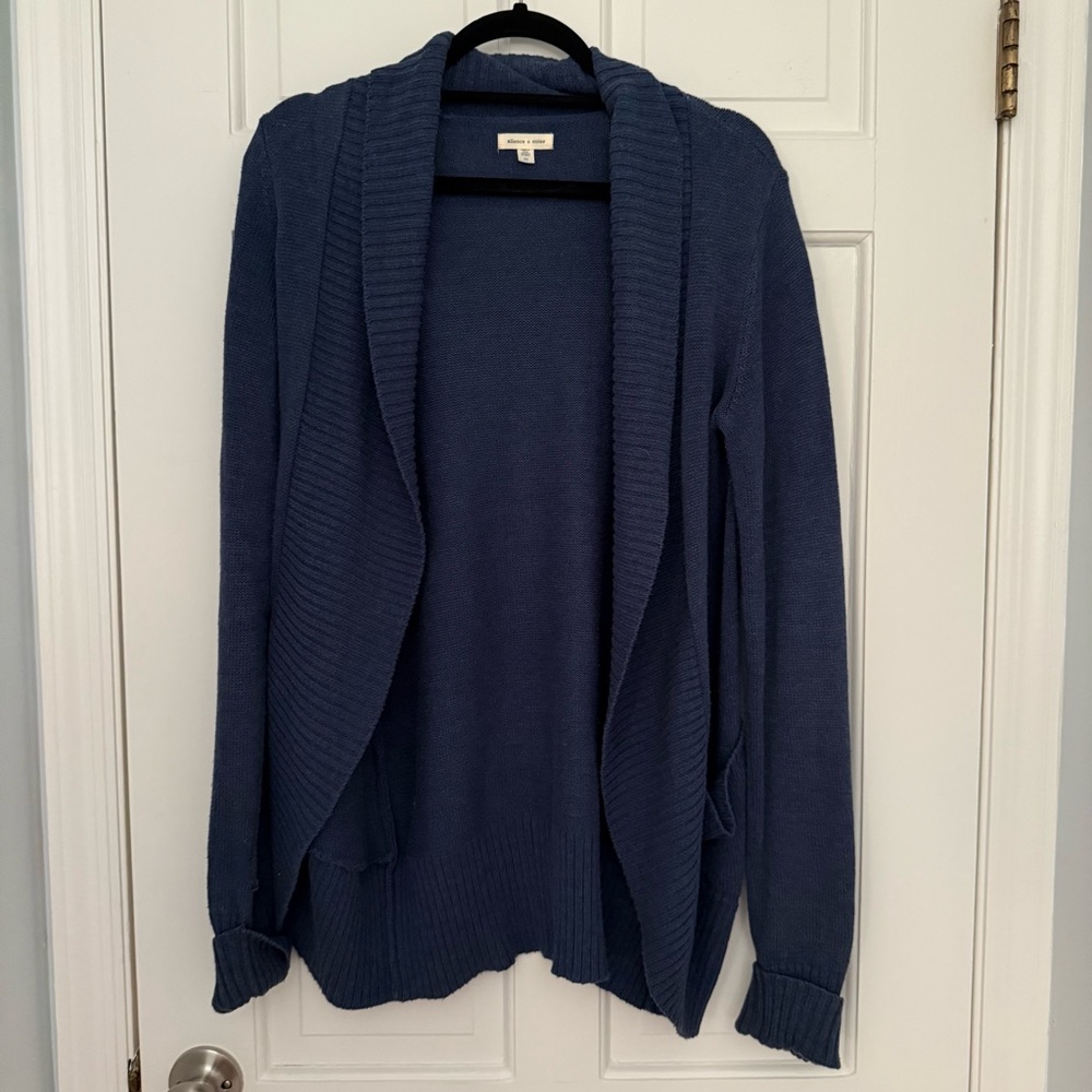 Silence + Noise Navy Open Front Cardigan